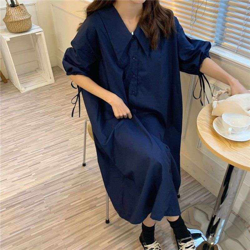 ロングワンピース ふんわり袖のナチュラルワンピース
