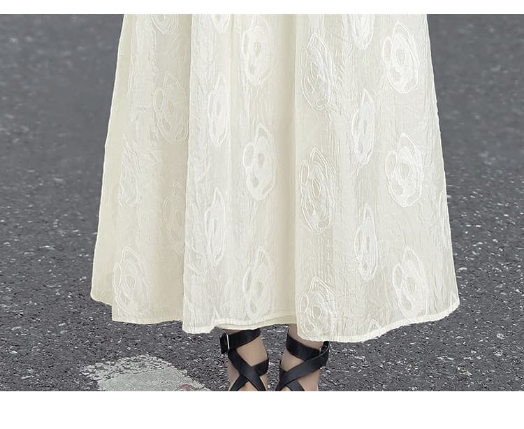 ロングワンピース レース 花柄レース ノースリーブマキシ丈ワンピース