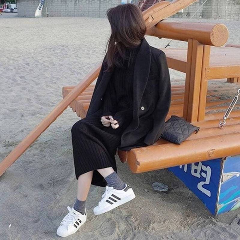 ロングワンピース お散歩リブニットロングワンピース