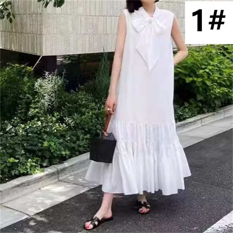 ロングワンピース 夏新作 ノースリーブ ロング ワンピース 体型カバー 大人可愛い