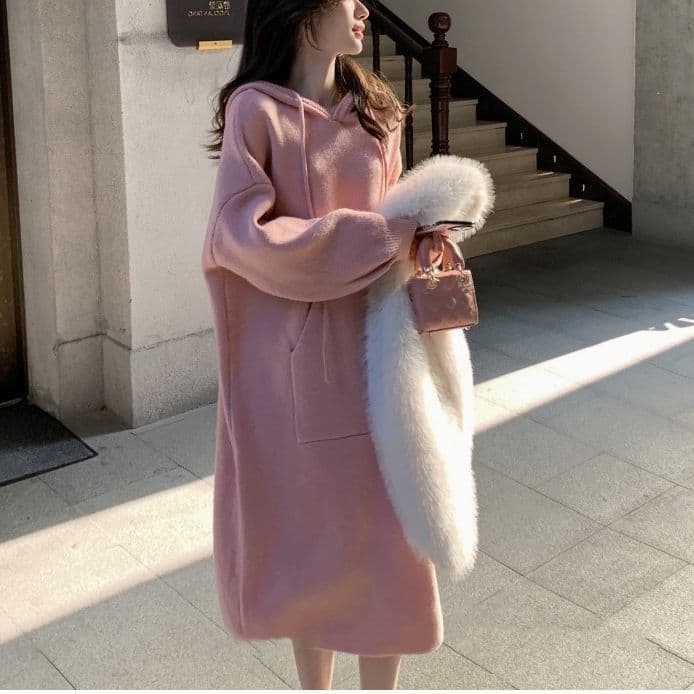 ロングワンピース あったかスウェットフードロング