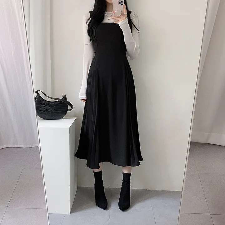 ロングワンピース しなやか優美シルエットジャンパースカート