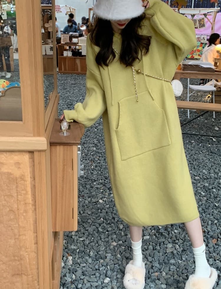ロングワンピース あったかスウェットフードロング