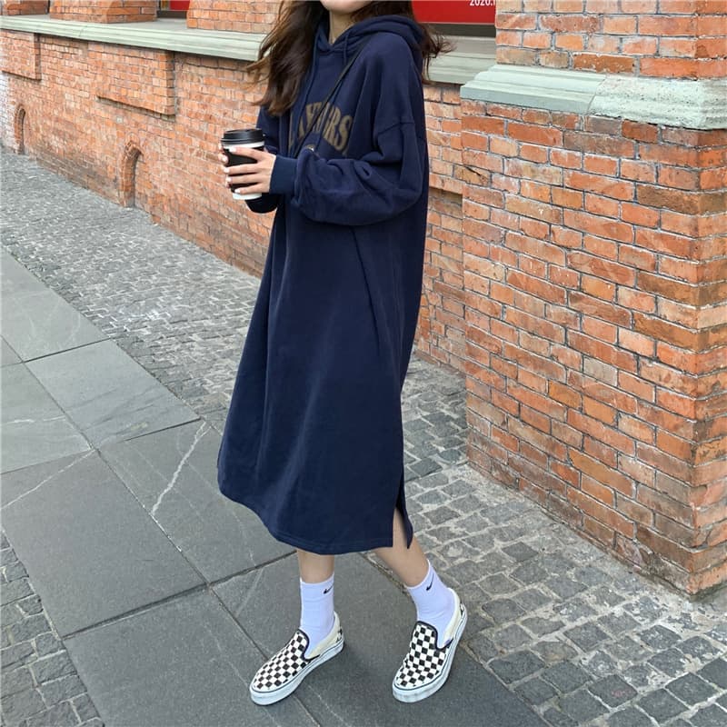ロングワンピース ゆったりルーズパーカーワンピース