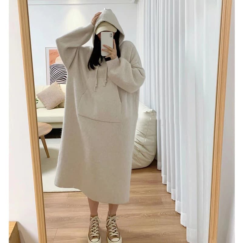 ロングワンピース あったかスウェットフードロング