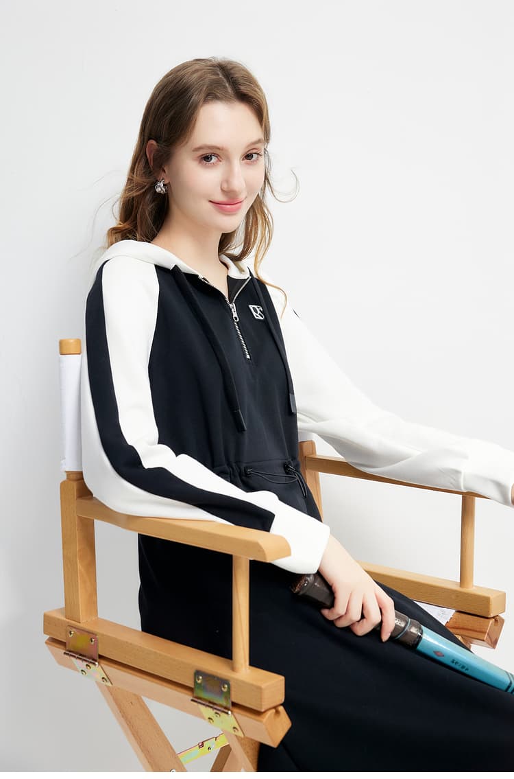 ワンピース スウェット スポーティハーフジップワンピース