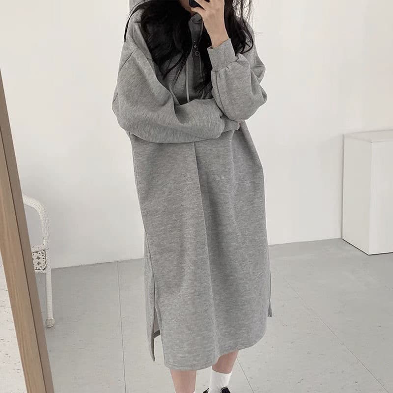 ロングワンピース シンプル パーカー ロング ワンピース