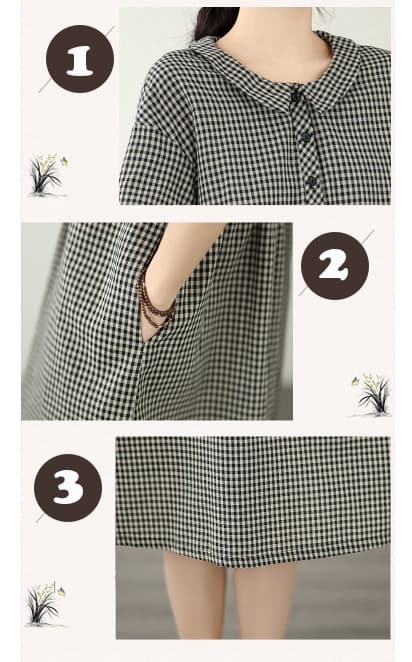 ロングワンピース 二〇二六年新作 女性用 ギンガムチェック シャツワンピース