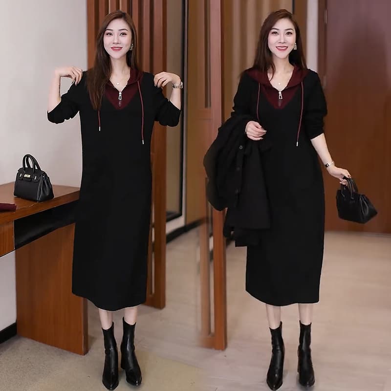 ロングワンピース 上品フーディーサマーワンピース