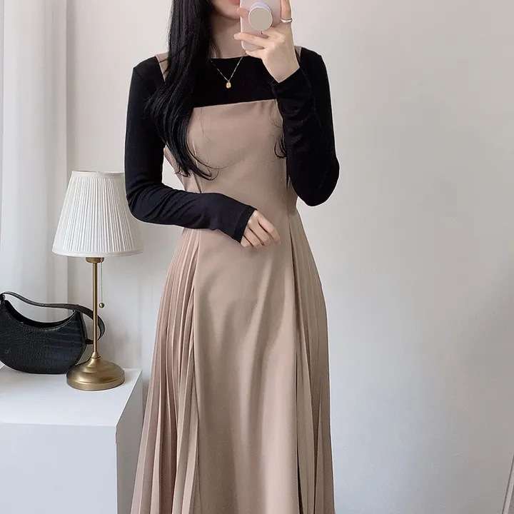 ロングワンピース しなやか優美シルエットジャンパースカート