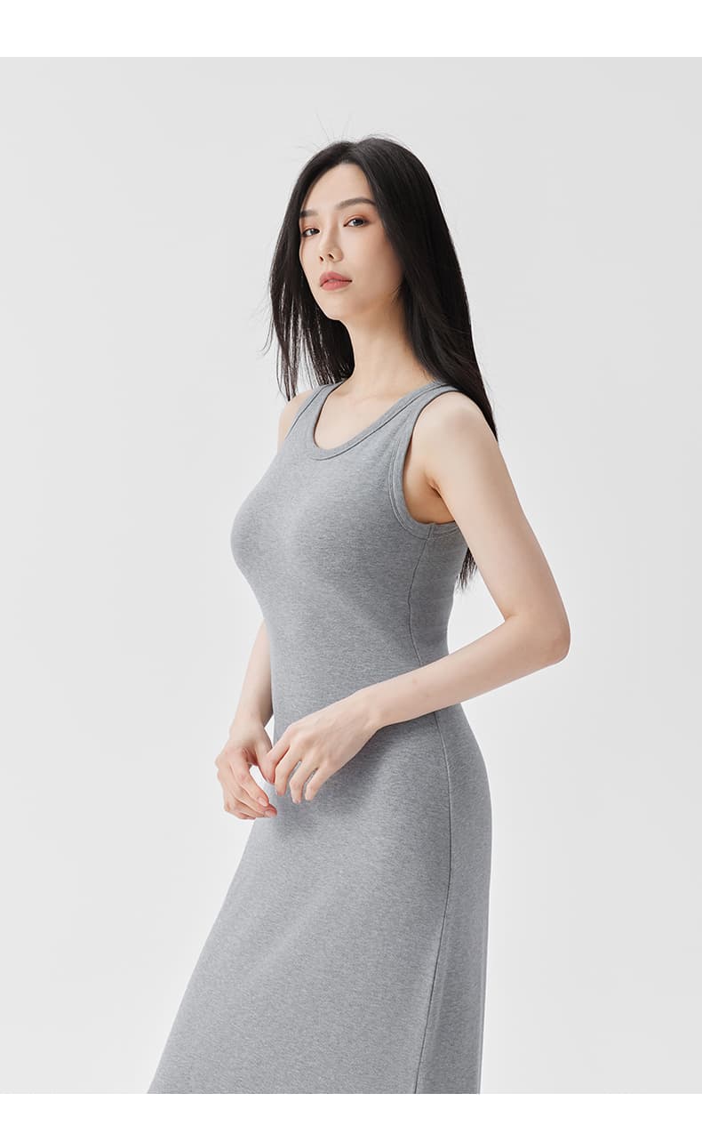 ロングワンピース スウェット シンプル美シルエットスウェットワンピース