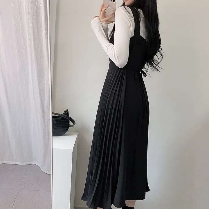 ロングワンピース しなやか優美シルエットジャンパースカート