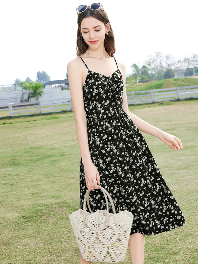 ワンピース レース 小花柄キャミソールレースワンピース