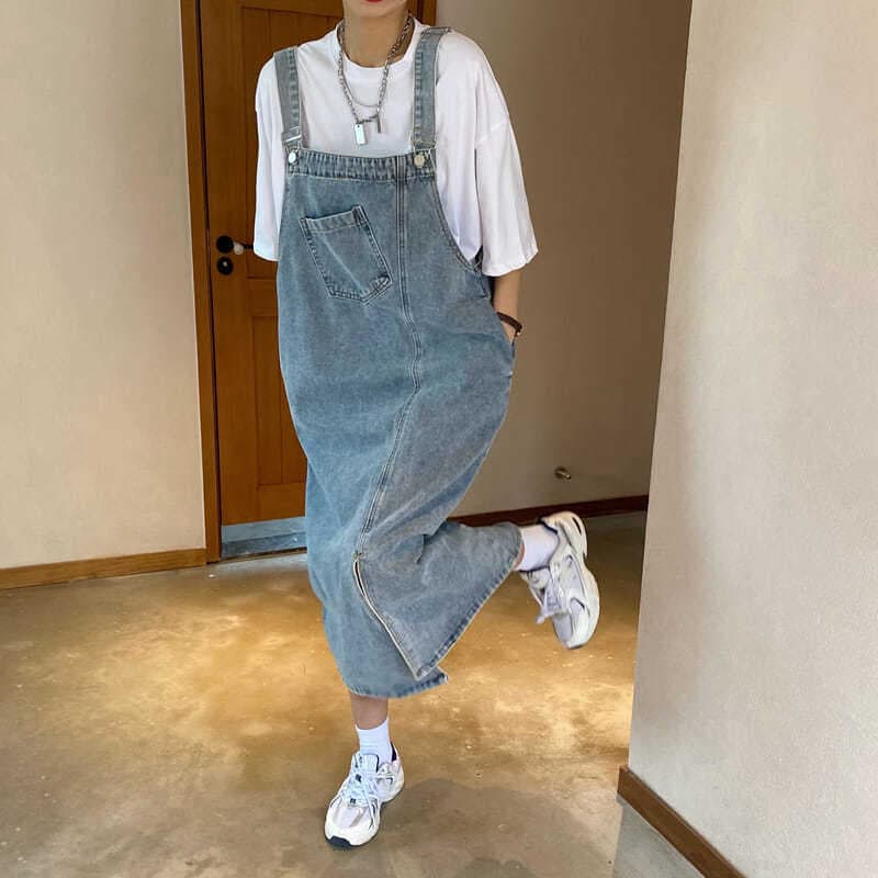 ロングワンピース シンプルゆったり涼やかデニムワンピース