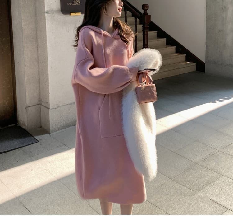 ロングワンピース あったかスウェットフードロング
