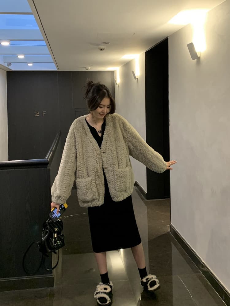 ロングワンピース 大人の雰囲気漂うリブ編みマキシワンピース