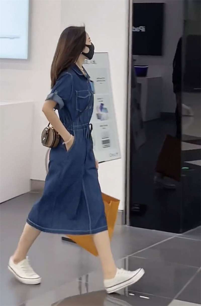 ロングワンピース ゆったりデニムシャツワンピース