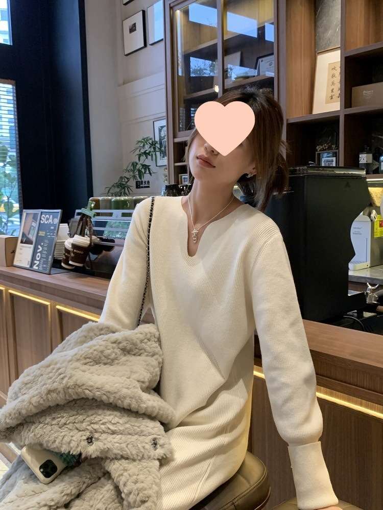 ロングワンピース ゆったりリラックス長袖ニット素材ワンピース