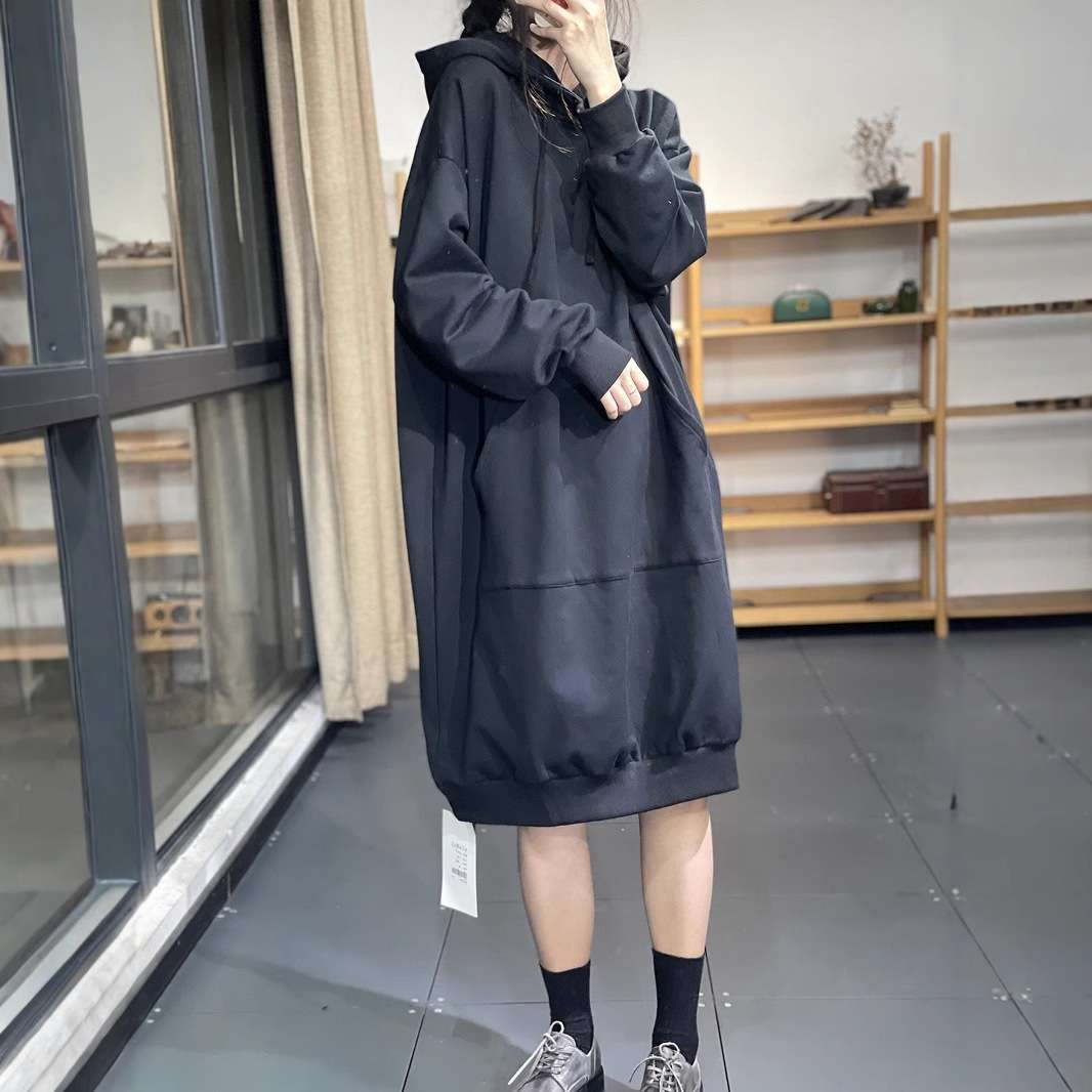 ロングワンピース ゆったりフードロングワンピース