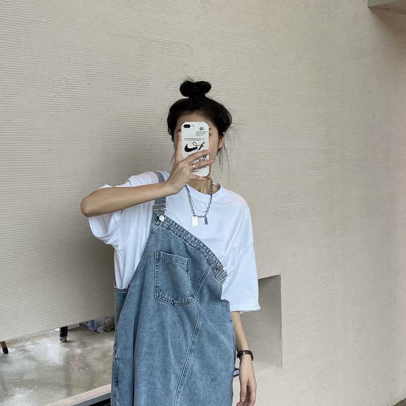 ロングワンピース シンプルゆったり涼やかデニムワンピース