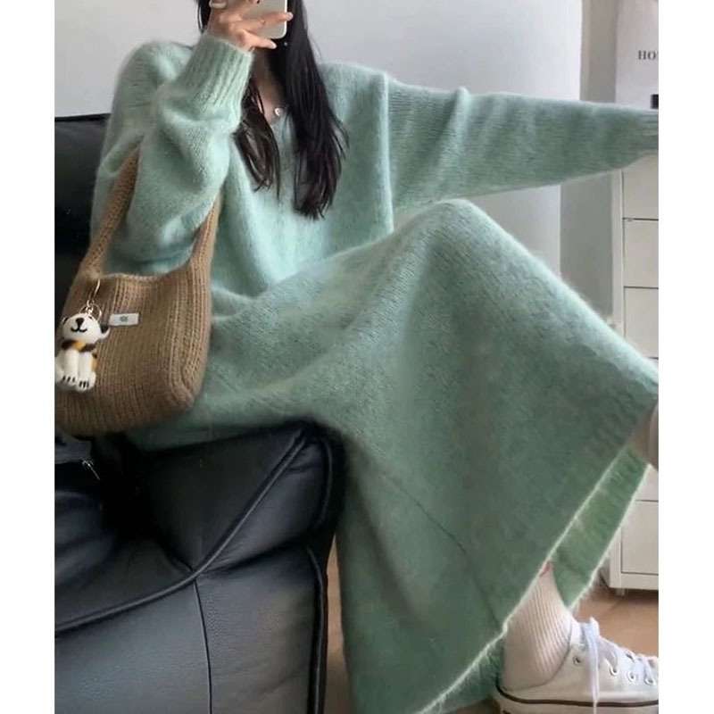 ロングワンピース ふんわり優しい天使のニットワンピース