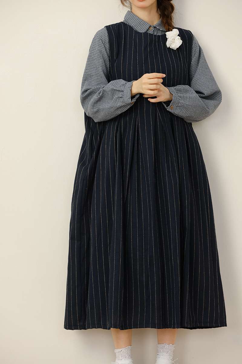 ロングワンピース コットンリネン ロング羽織りシャツワンピース