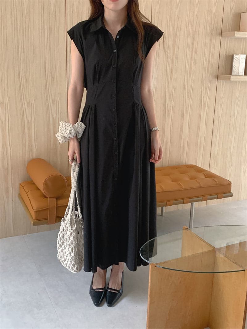 春夏新作 上品ノースリーブ ロングワンピース
