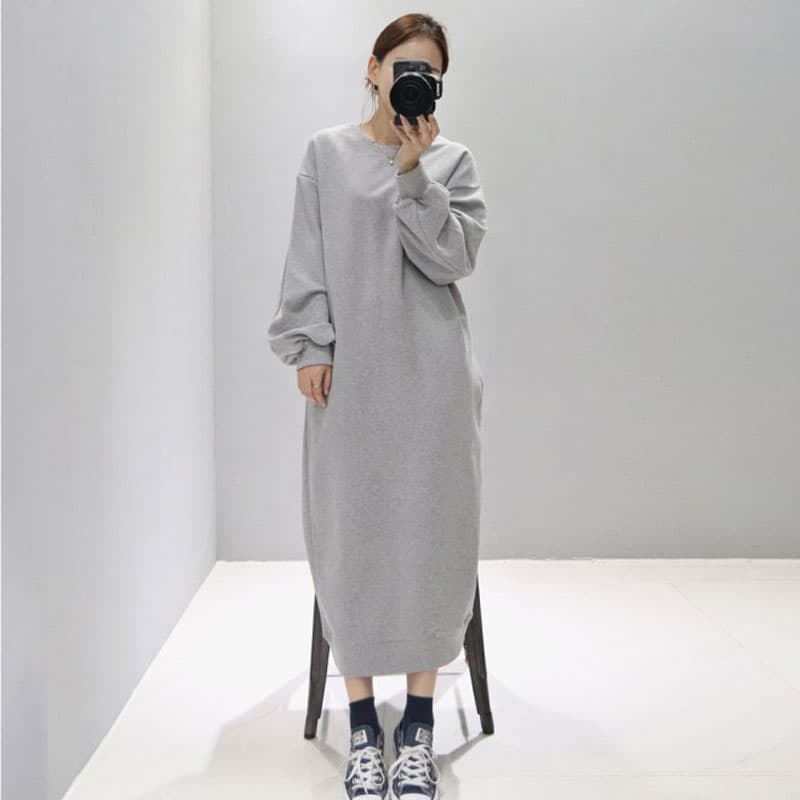 ロングワンピース スウェット ゆったりシルエット くつろぎロングワンピース