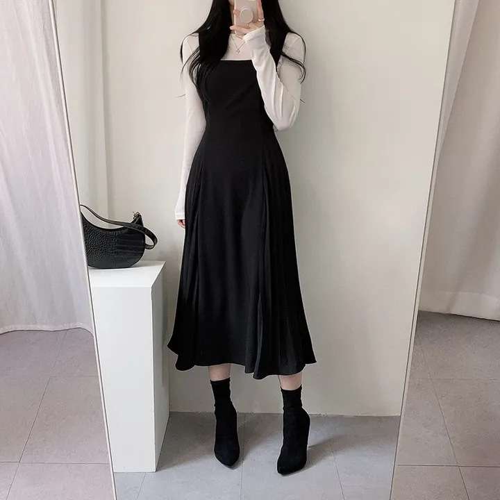 ロングワンピース しなやか優美シルエットジャンパースカート