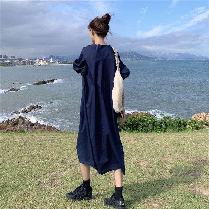 ロングワンピース ふんわり袖のナチュラルワンピース