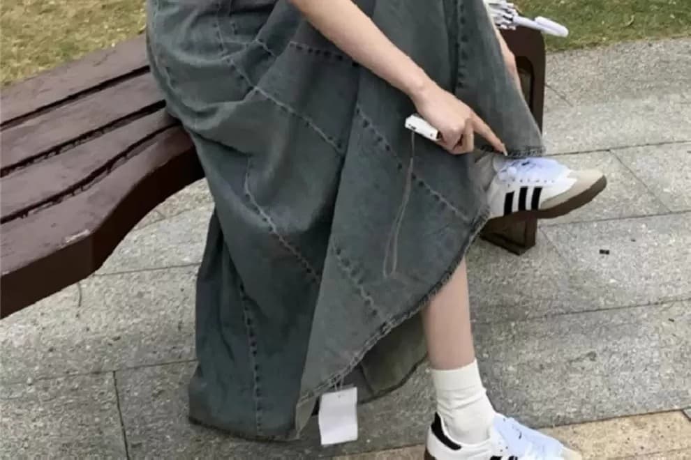 ロングワンピース ノースリーブデニム マキシワンピース