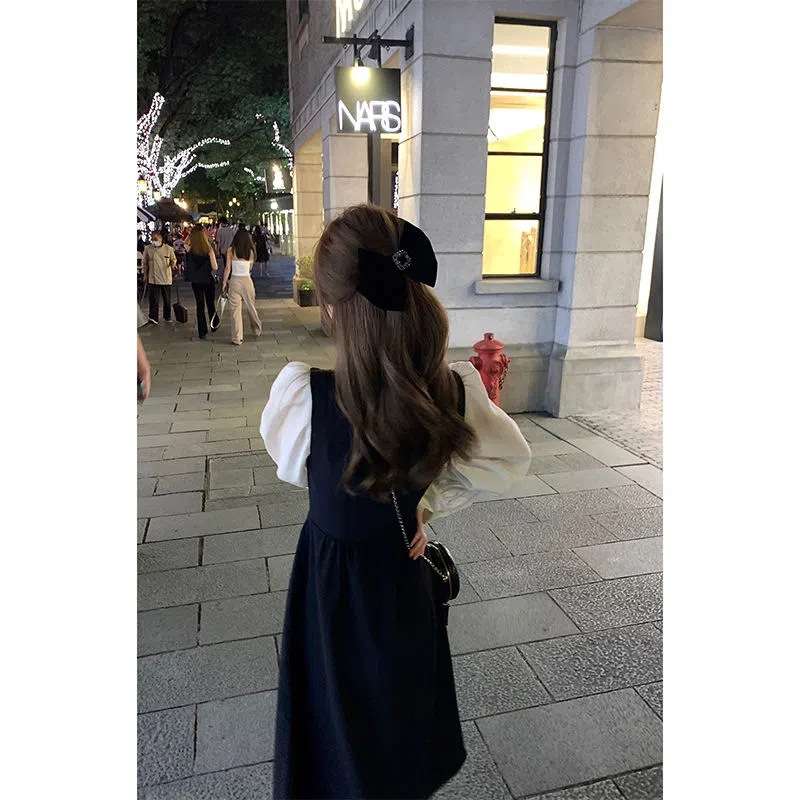 ロングワンピース パフスリーブ クラシカルワンピース