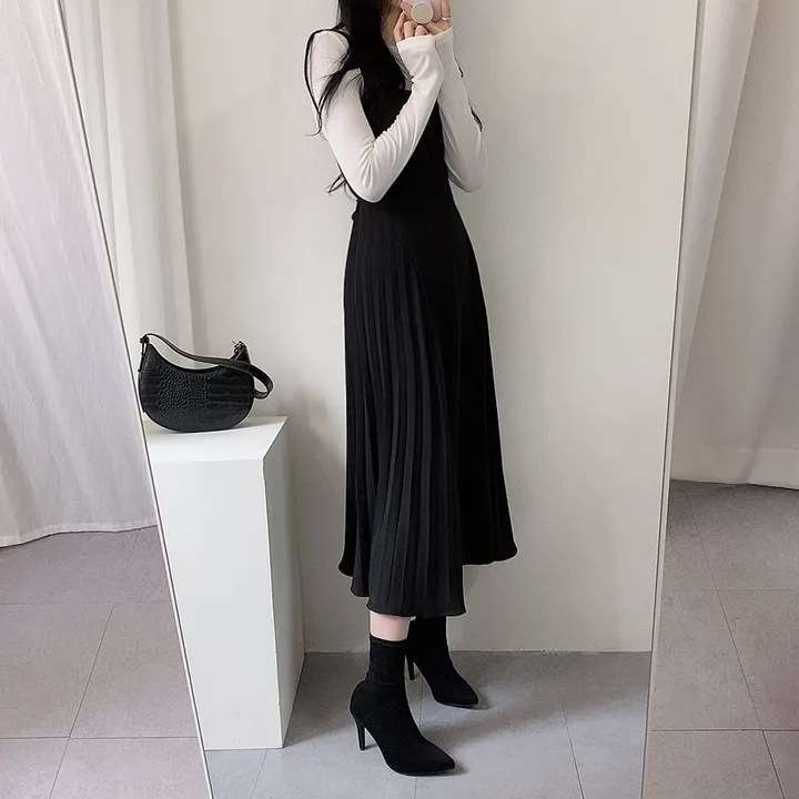 ロングワンピース しなやか優美シルエットジャンパースカート