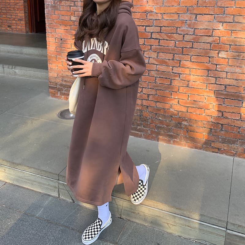 ロングワンピース ゆったりルーズパーカーワンピース