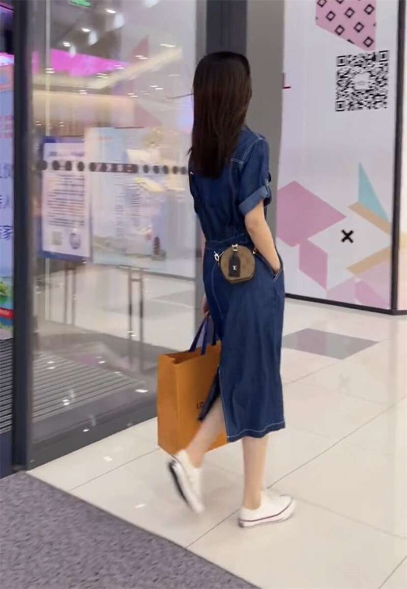 ロングワンピース ゆったりデニムシャツワンピース