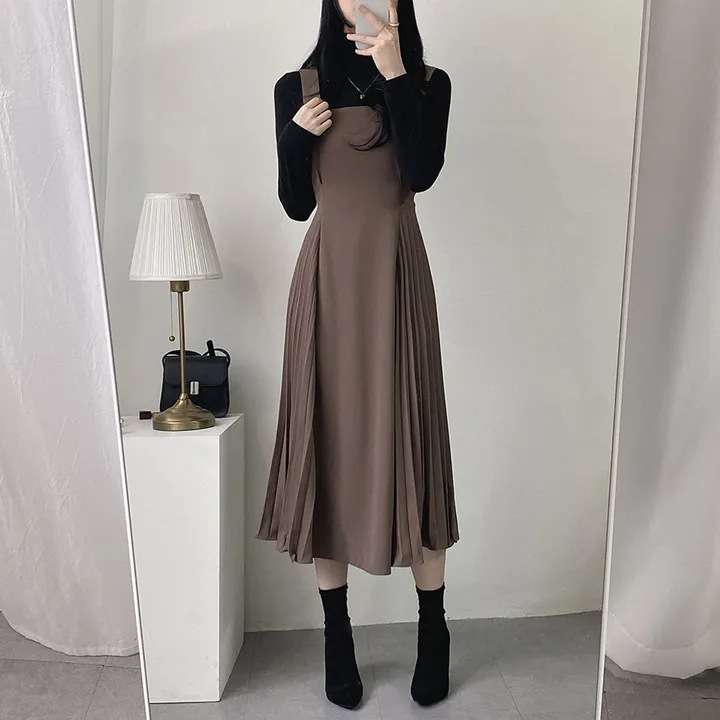 ロングワンピース しなやか優美シルエットジャンパースカート