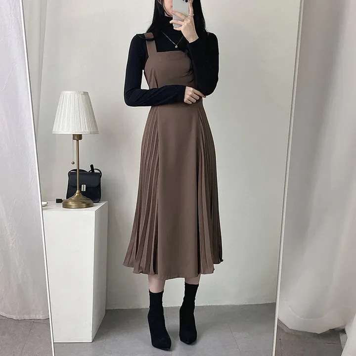 ロングワンピース しなやか優美シルエットジャンパースカート