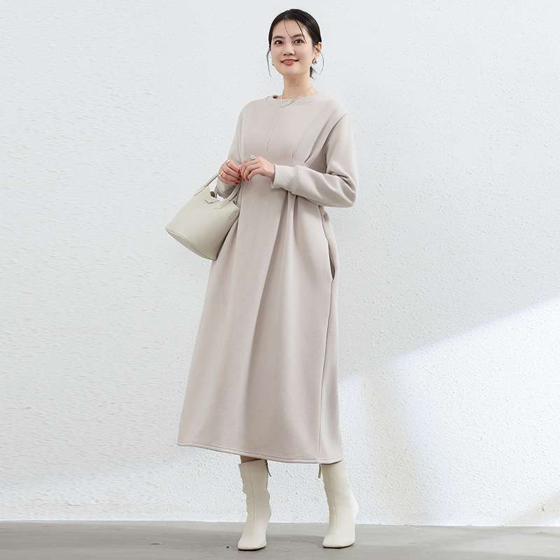ロングワンピース 秋冬スリムフィットワンピース