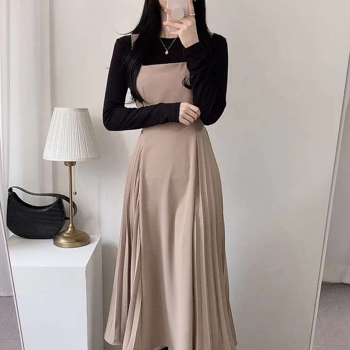 ロングワンピース しなやか優美シルエットジャンパースカート