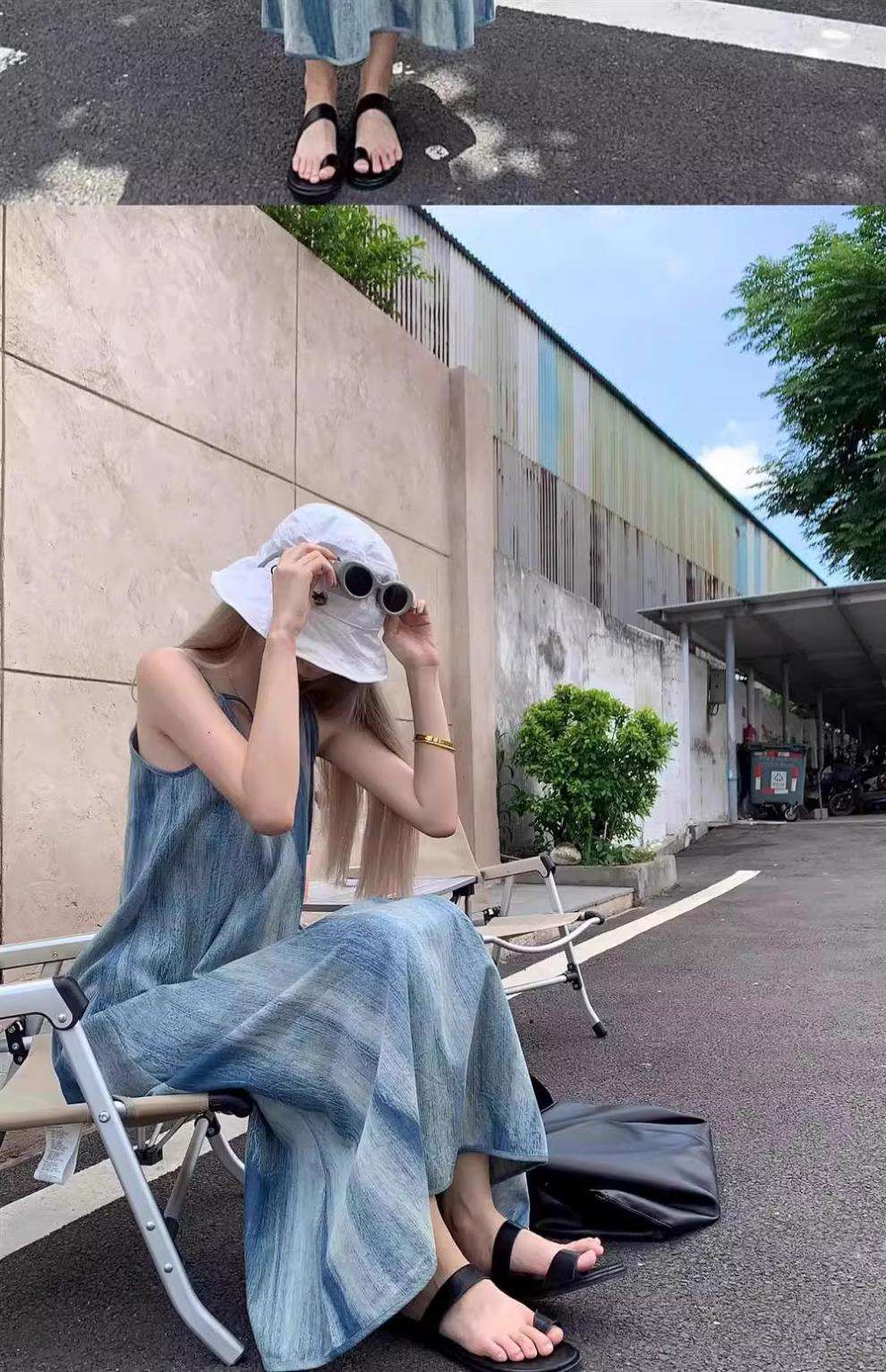 ロングワンピース ゆったり楽ちんキャミソールデニムワンピース