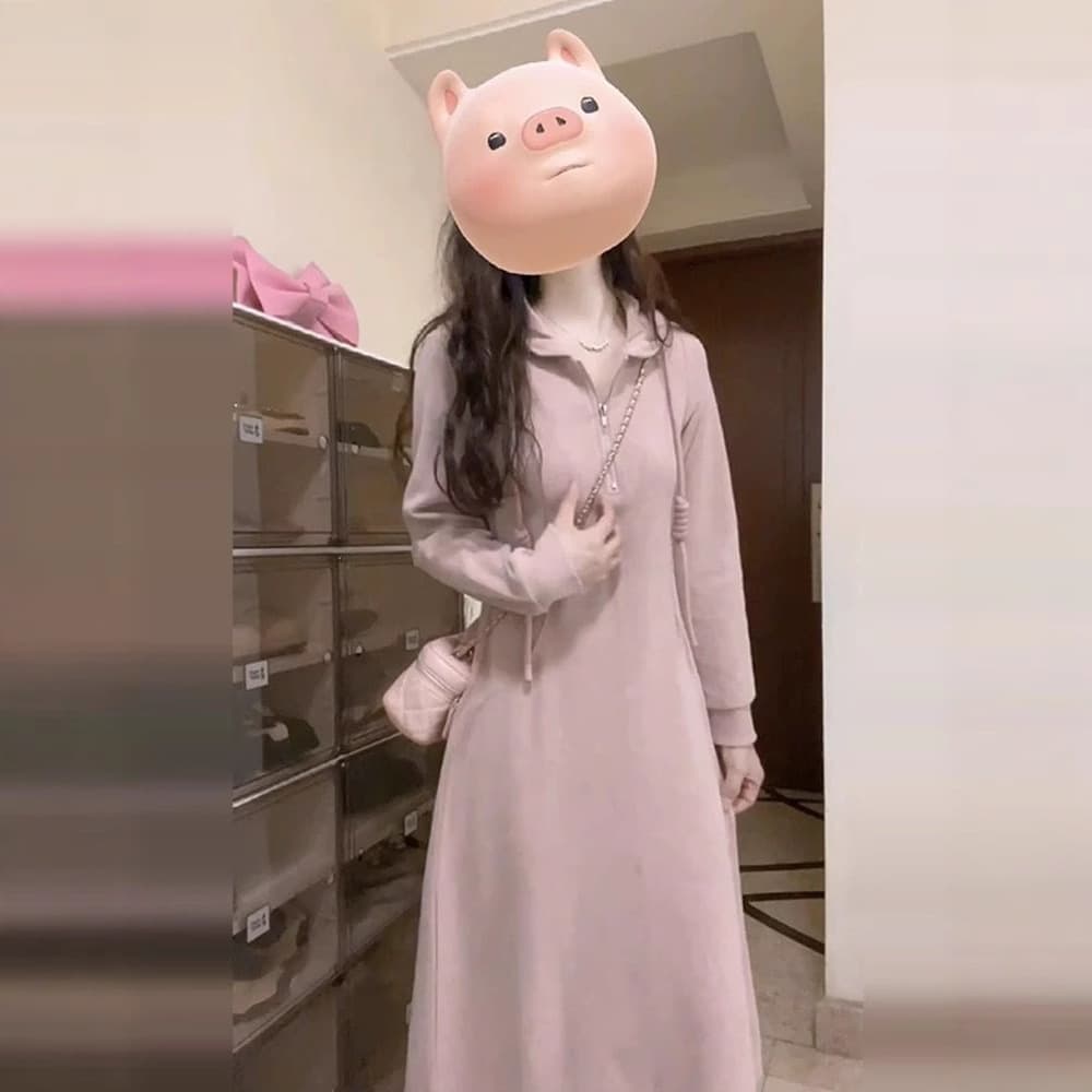 ロングワンピース スタイルアップスウェットワンピース