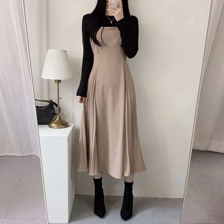 ロングワンピース しなやか優美シルエットジャンパースカート