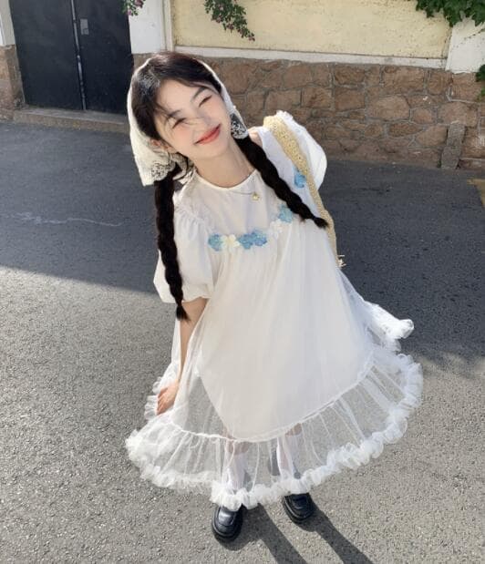 ロングワンピース レース半袖ワンピース 刺繍チュニック風 女性用