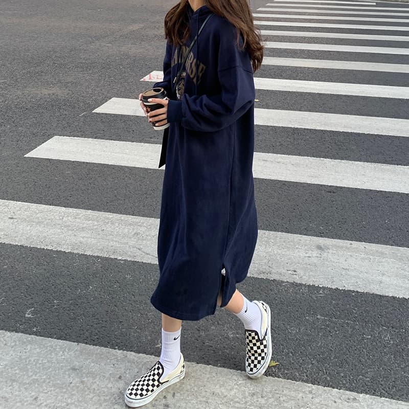 ロングワンピース ゆったりルーズパーカーワンピース