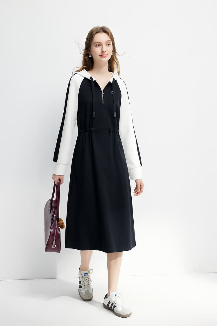 ワンピース スウェット スポーティハーフジップワンピース