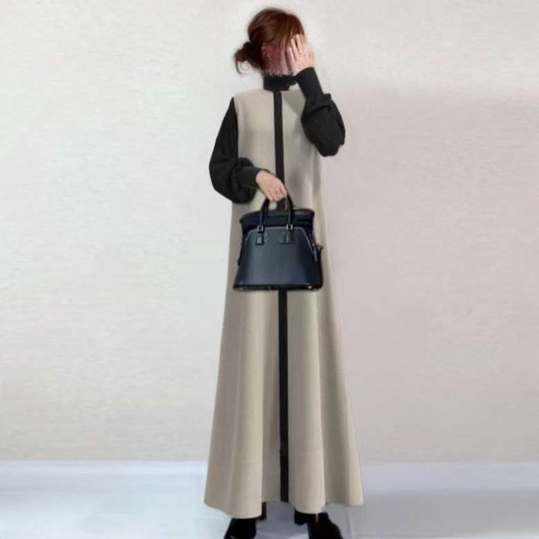 ロングワンピース バックラインアクセントロングワンピース