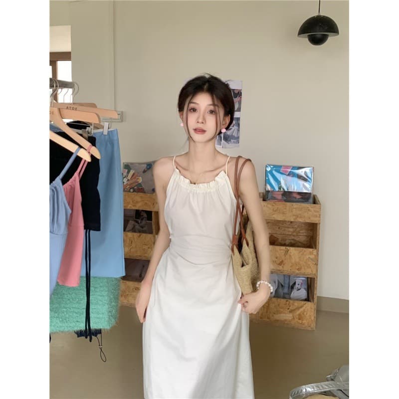 ロングワンピース 優美なカットデザイン バックリボンワンピース