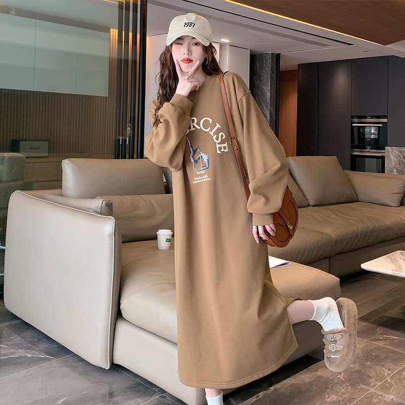 ロングワンピース スウェット ゆったりリラックススウェットワンピース