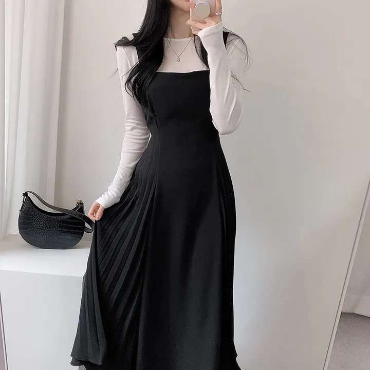 ロングワンピース しなやか優美シルエットジャンパースカート