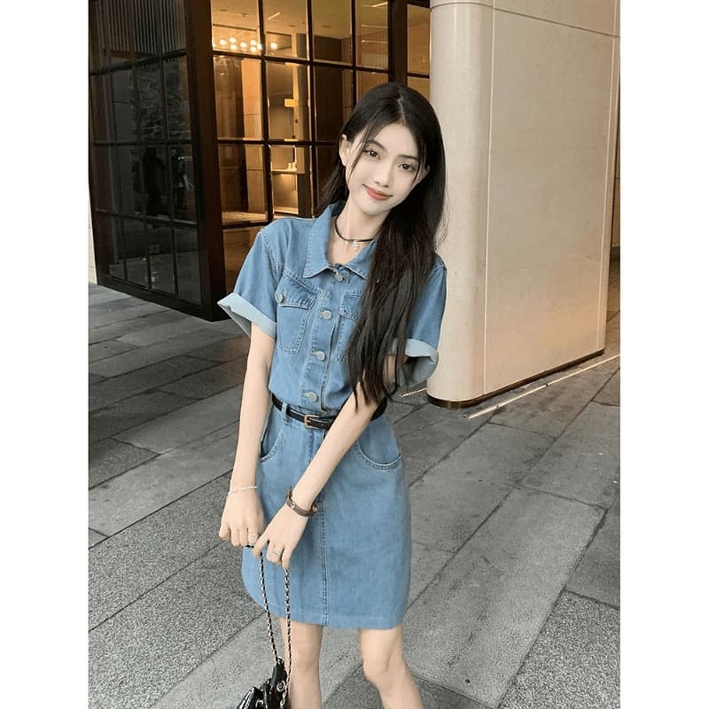ロングワンピース 大人の余裕シルエット デニムワンピース